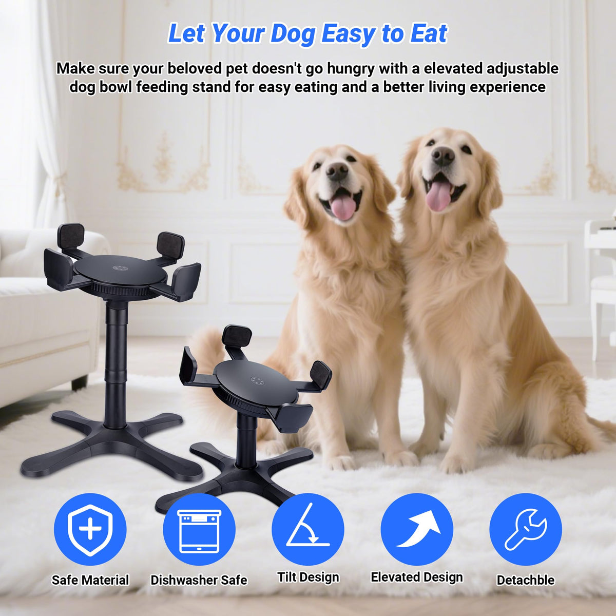 Dog Bowls Elevated Adjustable Stand (Black / Dog Bowl Stand 1 Pack Black)