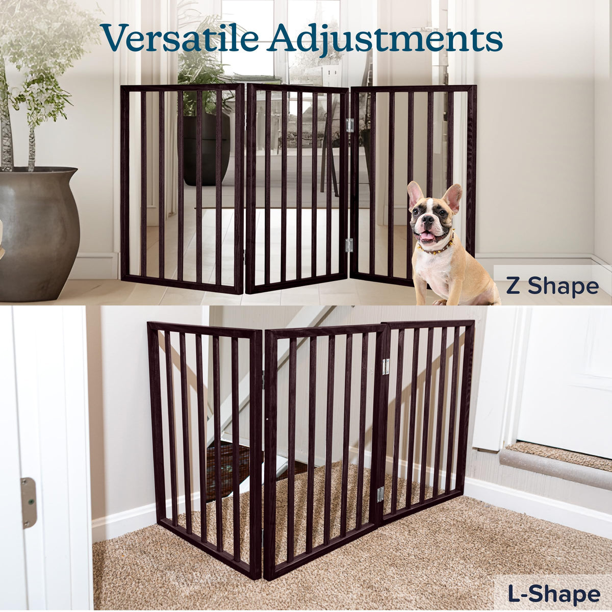 3 Panel Indoor Foldable Dog Fence for Stairs (Brown / 3 Panel)