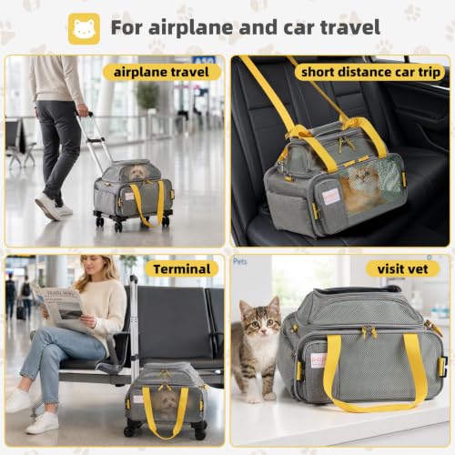 17x13x8 TSA Airline Approved Expandable pet Carrier with Wheels