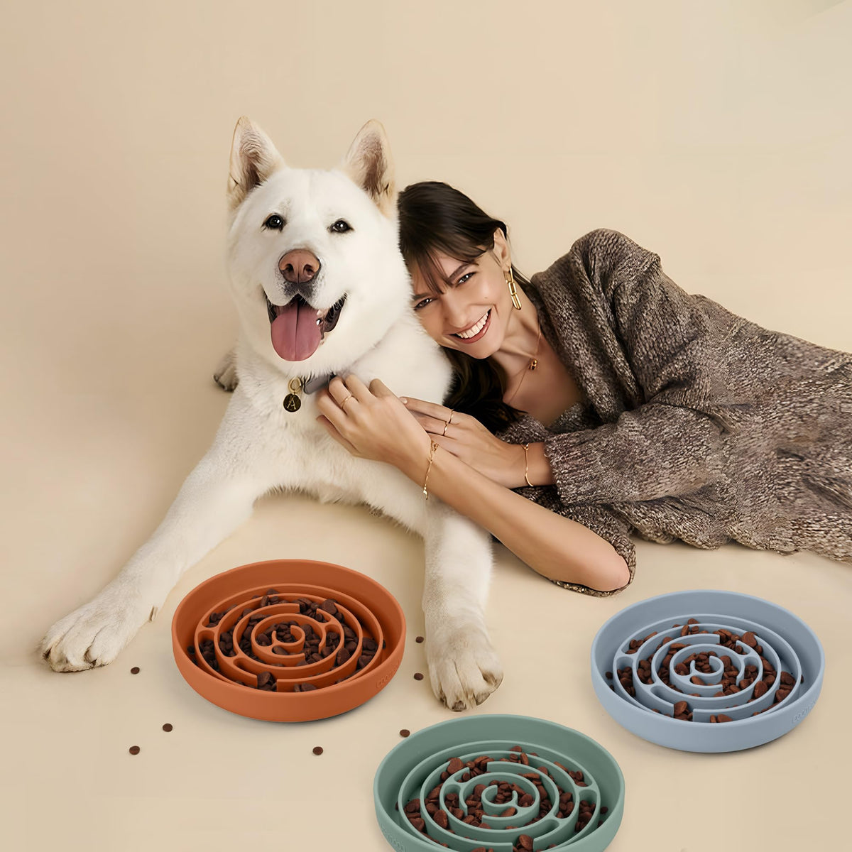 Slow Feeder Dog Bowls (Orange / L)