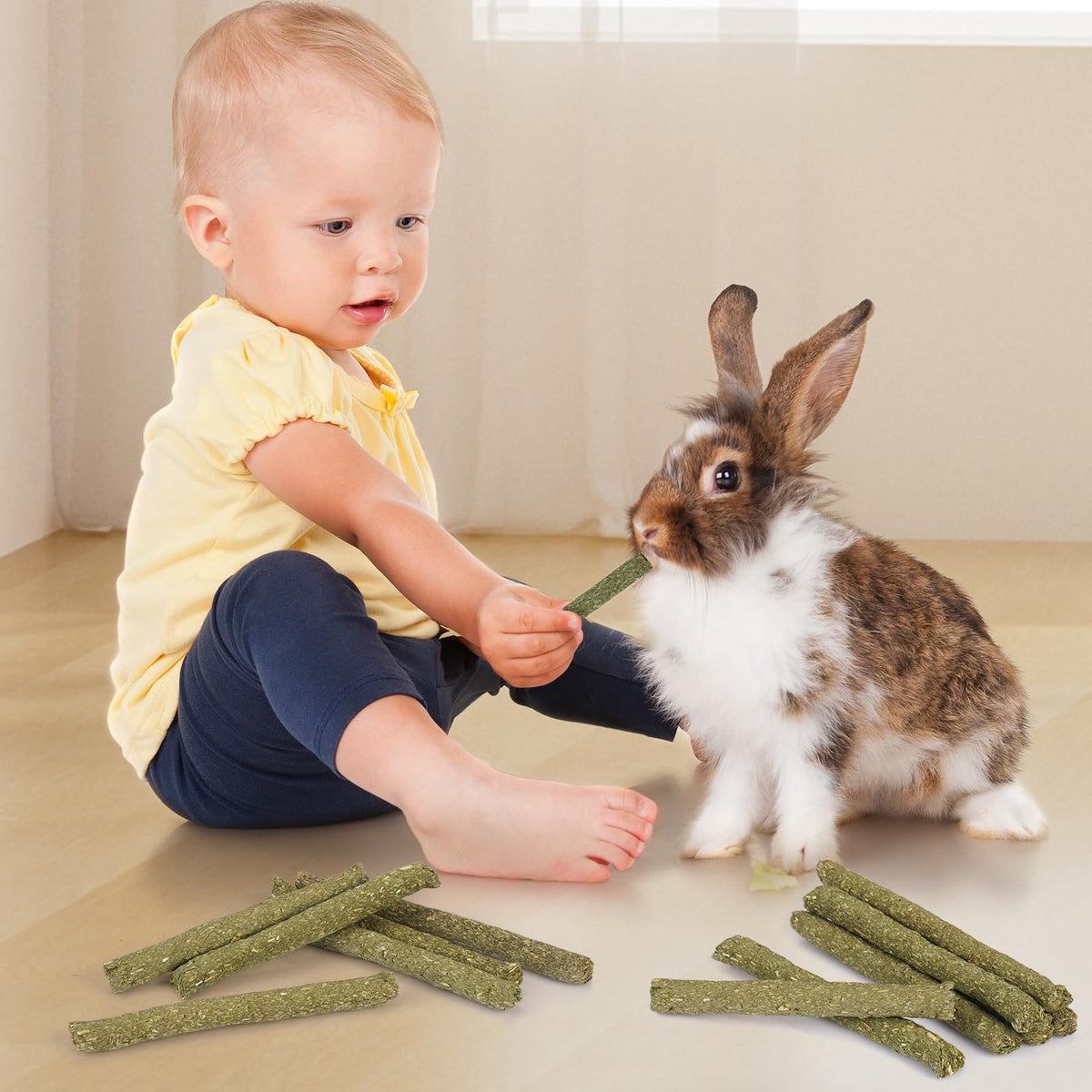 52Pcs Rabbit Chew Sticks (52P-Green-Set)
