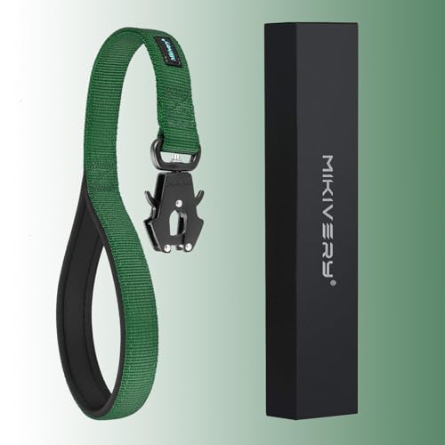 Short Dog Leash with Comfortable Padded Handle Heavy Duty Clip for Training Walks Outdoor Suitable for Medium Large Dogs (Dark Green / M:18 IN)