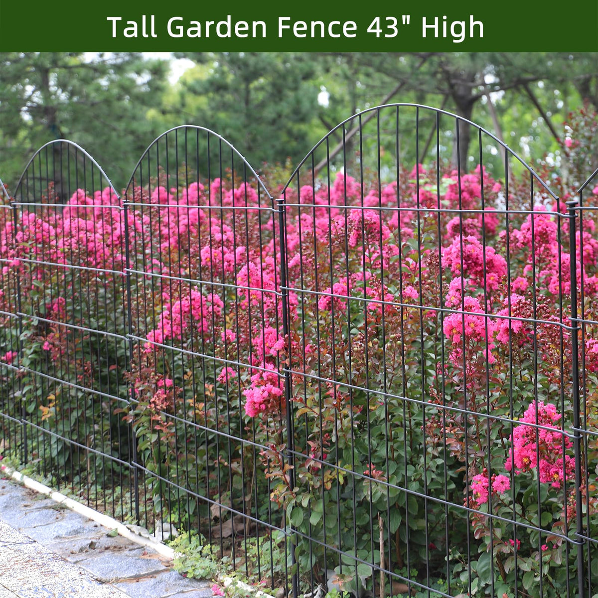 Heavy Duty Metal Garden Fence 43.2 in x 14.75 ft (43.2"Hx14.75ft (Heavy Duty Panels))