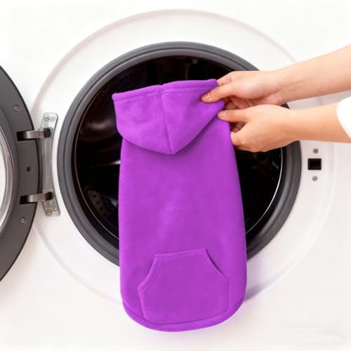 Fleece Dog Hoodie with Pouch (Small / Purple)