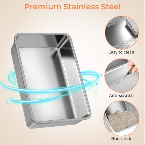 XL Stainless Steel Cat Litter Box with 110° Flip (Pink / X-Large)