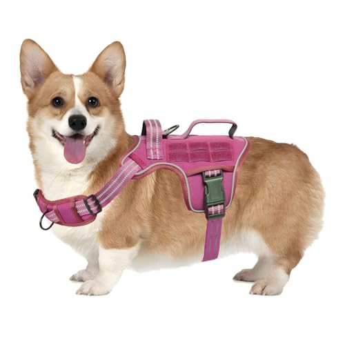 Dog Harness Tactical No Pull for Small Sized Dog with Handle (Pink / S(Neck:16-22",Chest:20-28"),18-35 lbs)