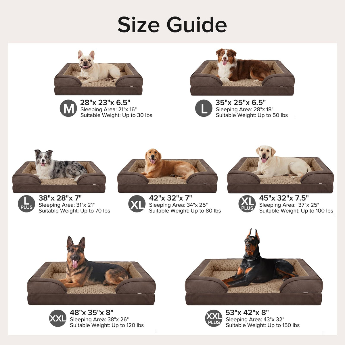 L Plus Orthopedic Dog Bed for Large Dogs (Dark Brown / L- PLUS (38"x 28"x 7"))