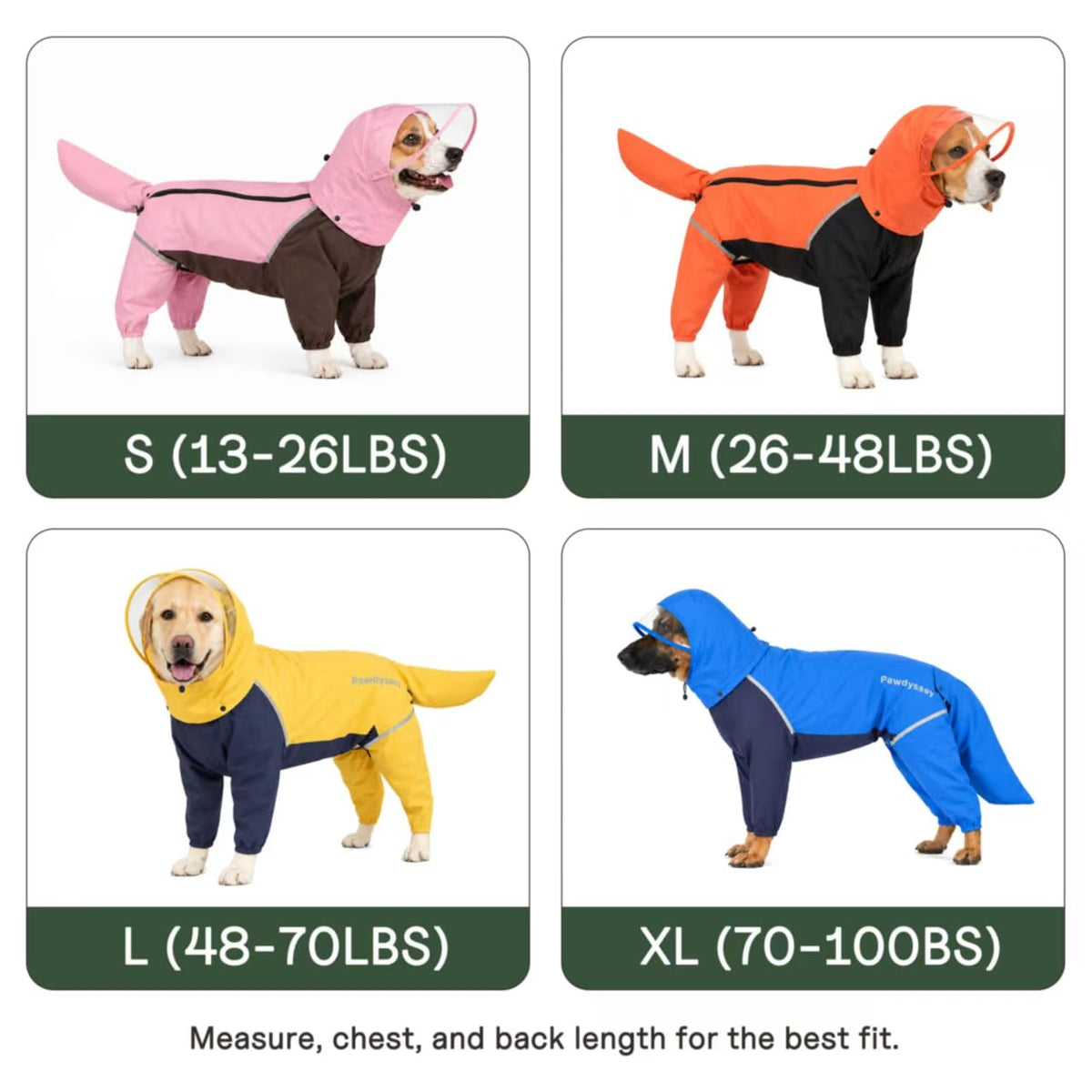 Full Body Dog Raincoat with Detachable Hood (Orange / Large)