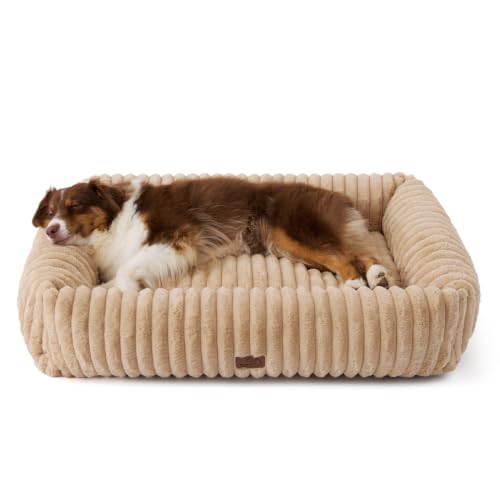 ComfyFleece® Dog Beds Large Sized Dog Washable (40.0"L x 28.5"W x 8.0"Th / Sandy Beige)
