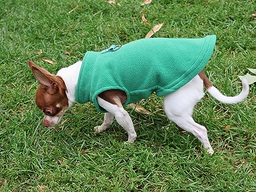 Dog Fleece Vest Sweater with Leash Ring (XL (17-25lbs) / Green)