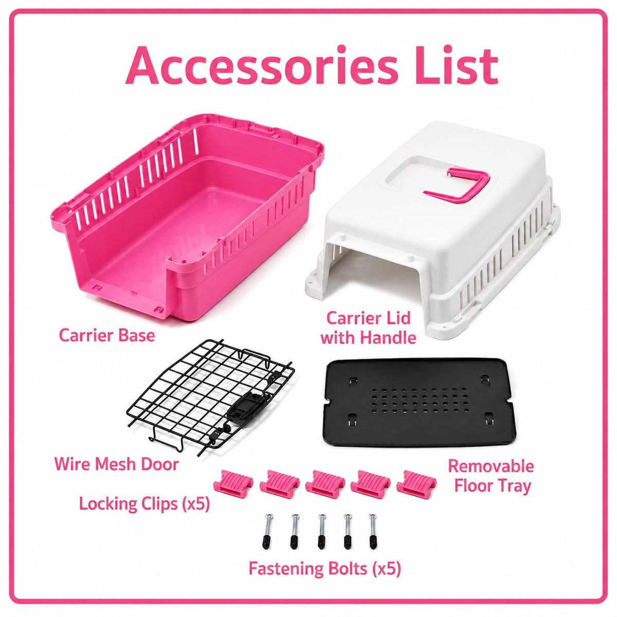 20 Inch Pink Hard Shell Pet Carrier for Small Dogs & Cats Under 15 Lbs (Pink / 19.7"L x 13.4"W x 12.6"H)
