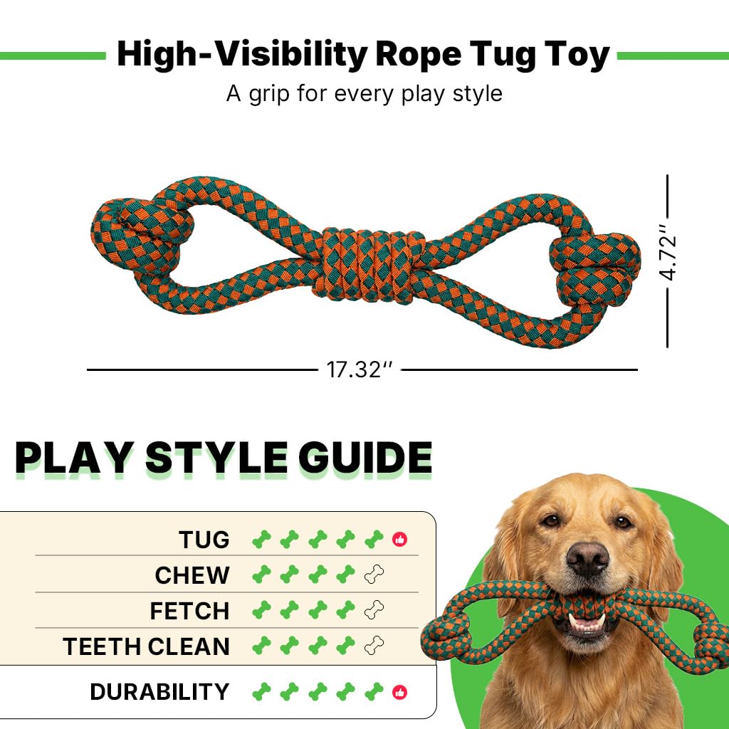 Dog Toys for Aggressive Chewers (Double Loop Tug)