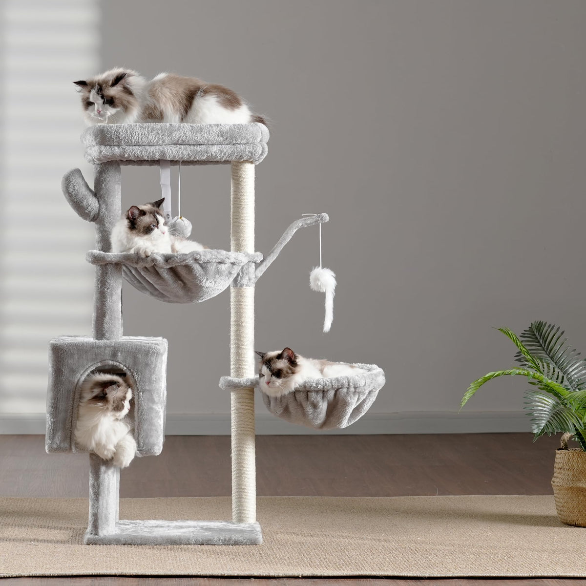 Cat Tree 40" Tower with All (Light Gray / 40 inch)