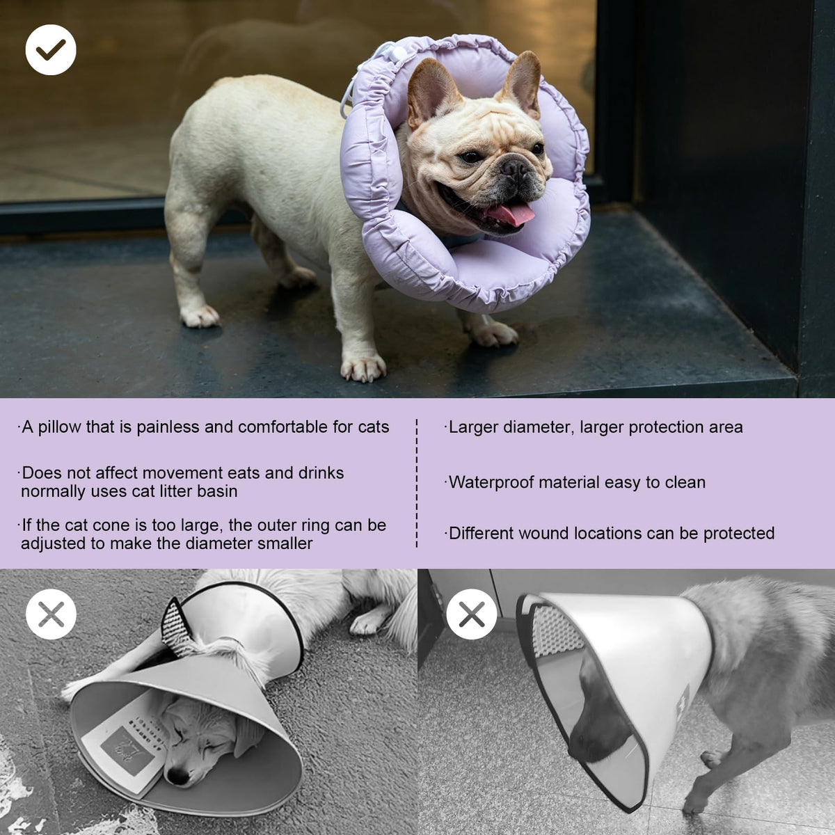 Dog Cone Collar Stress (XL-WideNeck / purple)