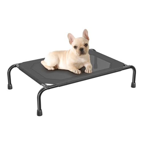 Raised Dog Bed for Small Dogs (36.5"L x 22.5"W x 8.25"Th / Black)
