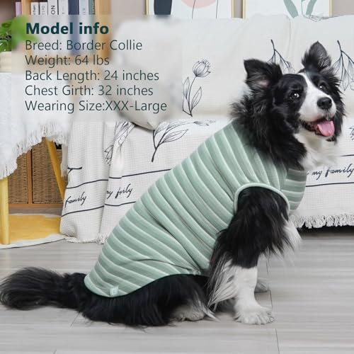 2Pack Waffle Dog Shirt for Large Dogs Striped Dog Sweater Tank Top (XXX-Large (55-75lbs) / 2Pack(Green+Striped))