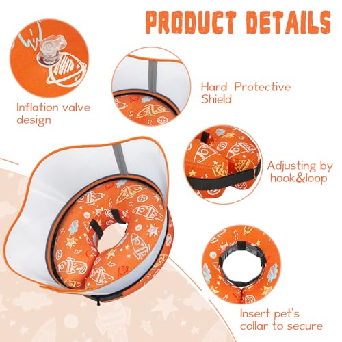 Elevated Inflatable Dog Cone Collar to Stop Licking (Orange / M(Neck 9"-12.5"))