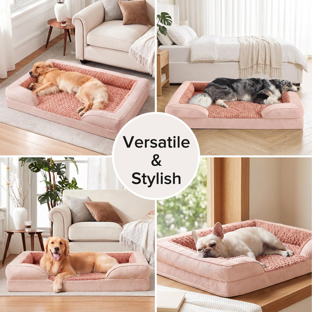 Orthopedic Large Dog Bed (Pink / L (35"x 25"x 6.5"))