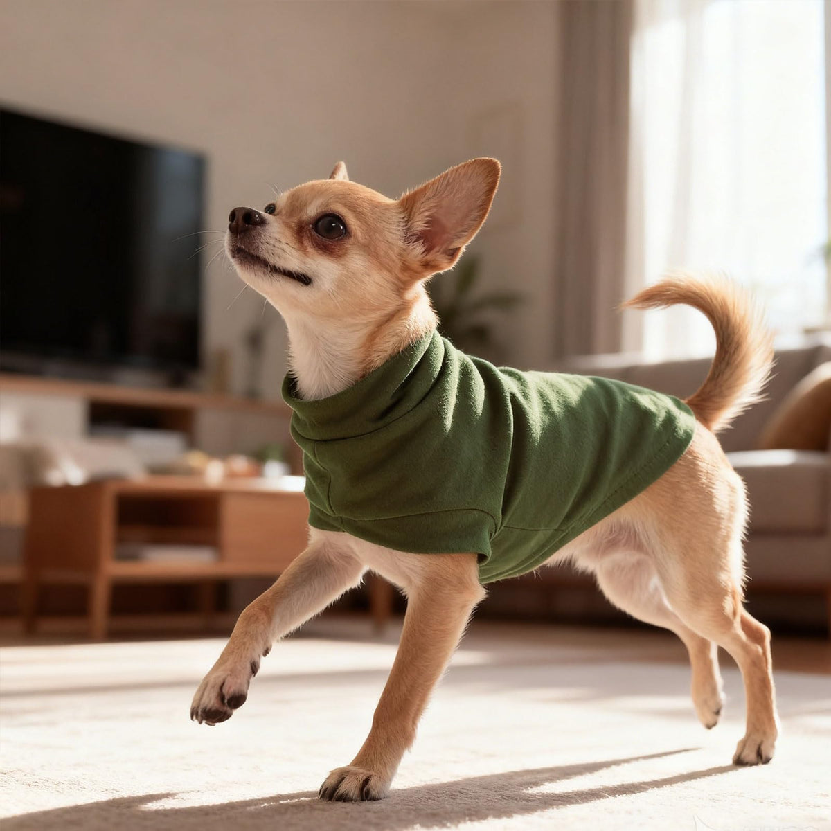 Cat Sweater Warm Fleece Pet Clothes for Cats Only (Army Green / Large)