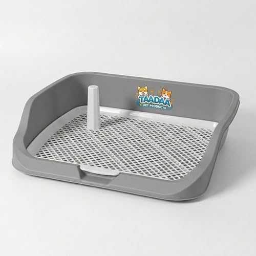 Indoor Dog Potty Tray for Small Dogs & Puppies (Light Gray)