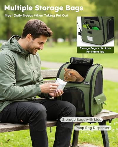 Pet Backpack Expandable (Geen / 12.6"L x 10.2"W x 16.5"H)