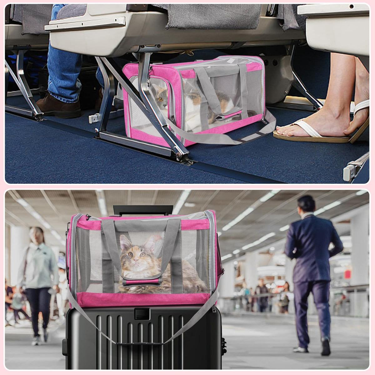 Pet Carrier for Large Cats of 20 Lbs (Pink)