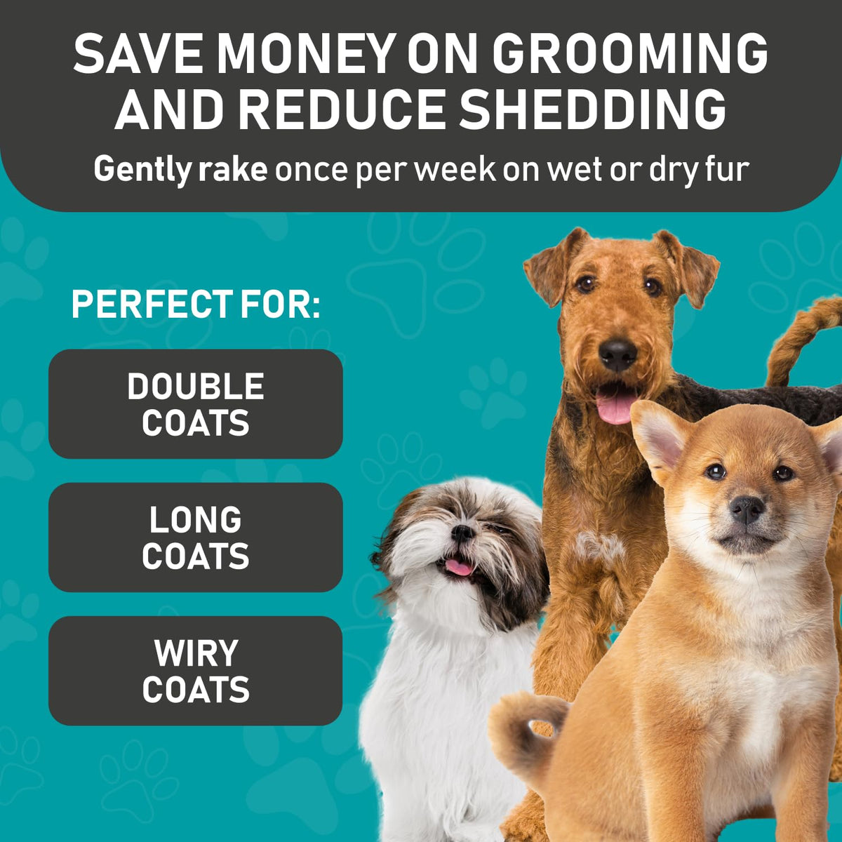 Pet Grooming Brush and 2X Grooming Gloves Combo (A1 - Rake & Glove (Best Value) / Large)