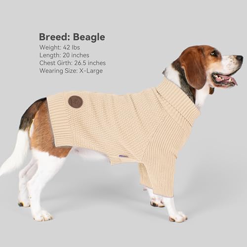 Dog Sweater Long Sleeve Warm Sweaters for Small Dogs Boy Girl Cats (Beige / Medium)
