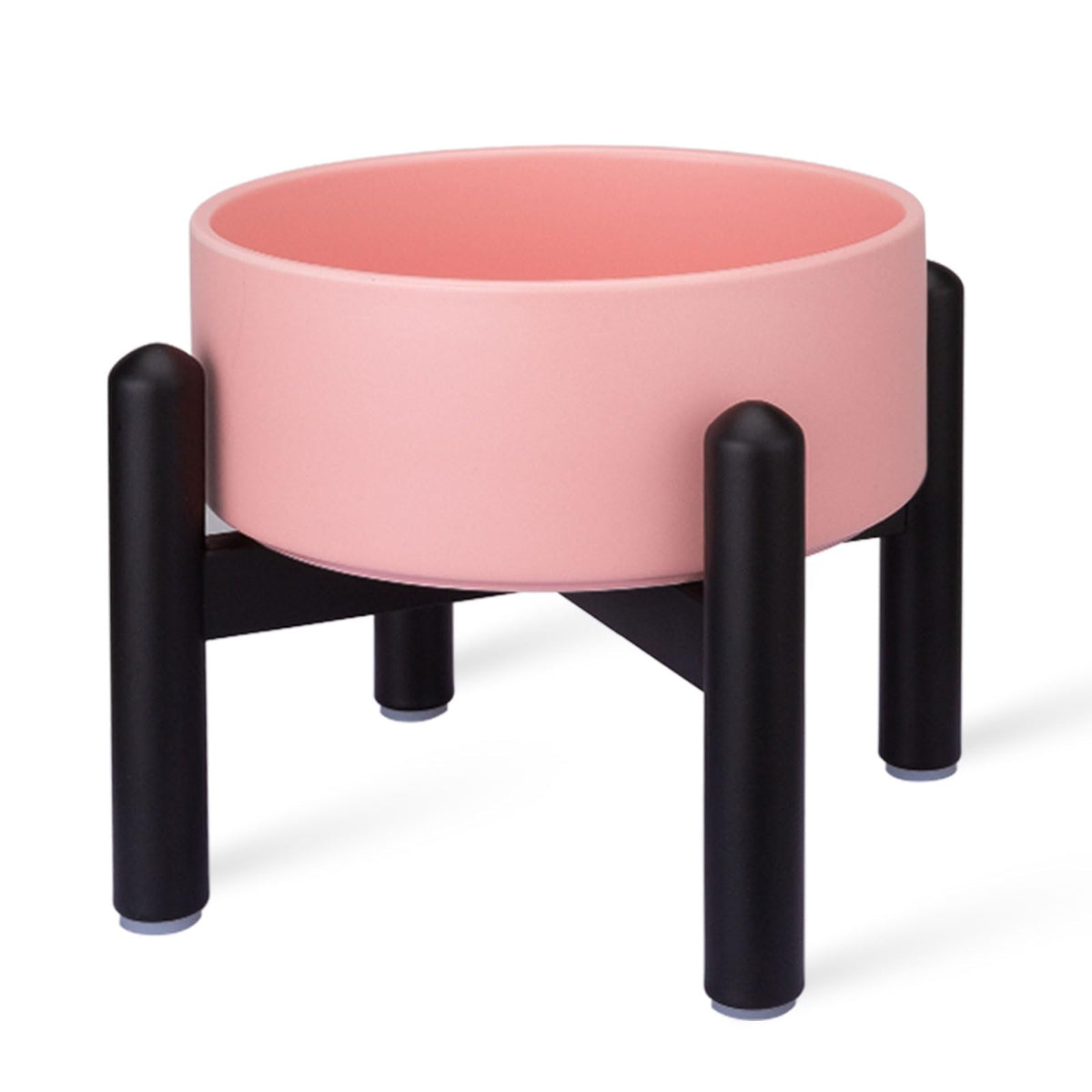 Raised Ceramic Dog Bowl Set with Stand (Pink / 1 Bowl - 3.5 Cups)