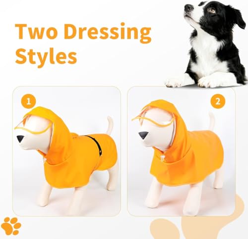 Dog Raincoat Waterproof Windproof Dog Rain Jacket with Hood (Neon Yellow / 2XL(31-39lbs))