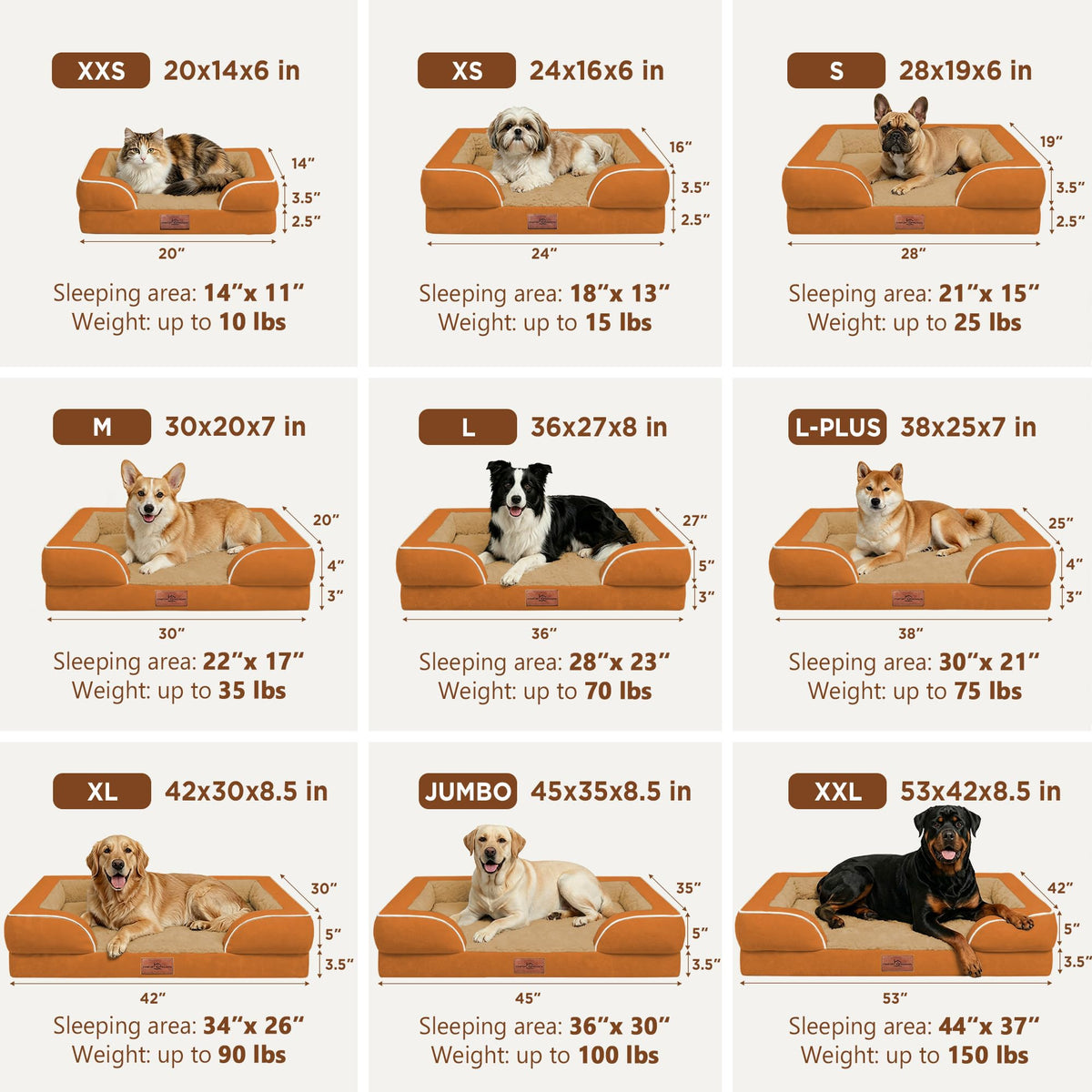 Waterproof Orthopedic Dog Bed for Medium Size Dog (28.0"L x 19.0"W x 6.0"Th / Orange)