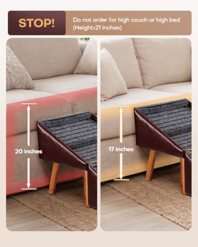 2 in 1 Foldable Ottoman Dog Ramp Faux Leather Dog Stairs (Oxblood Red / XL(17.13”H))