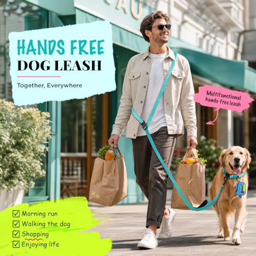 Hands Free Dog Leash (5.9-8.2 FT Teal)