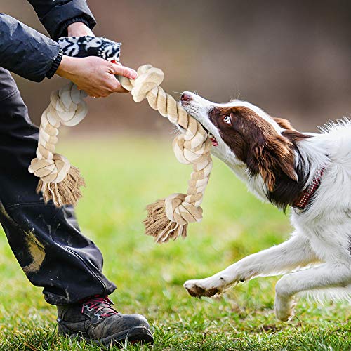 Dog Rope Toys for Aggressive Chewers (White-5 knots / Large)