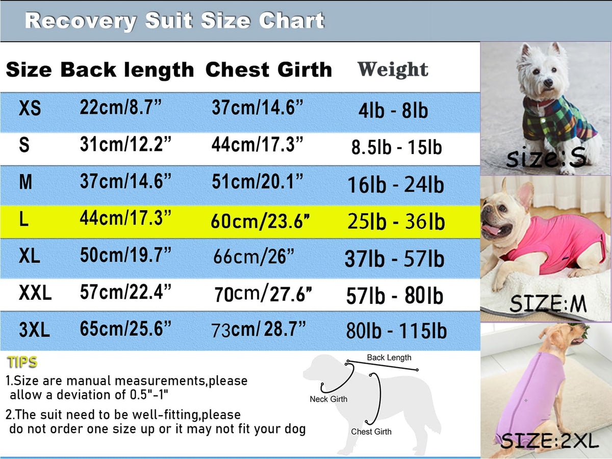 Dog Surgery Recovery Suit (L(Back15- 17" Chest 21- 23" Weight 25- 36 lb) / Rose)