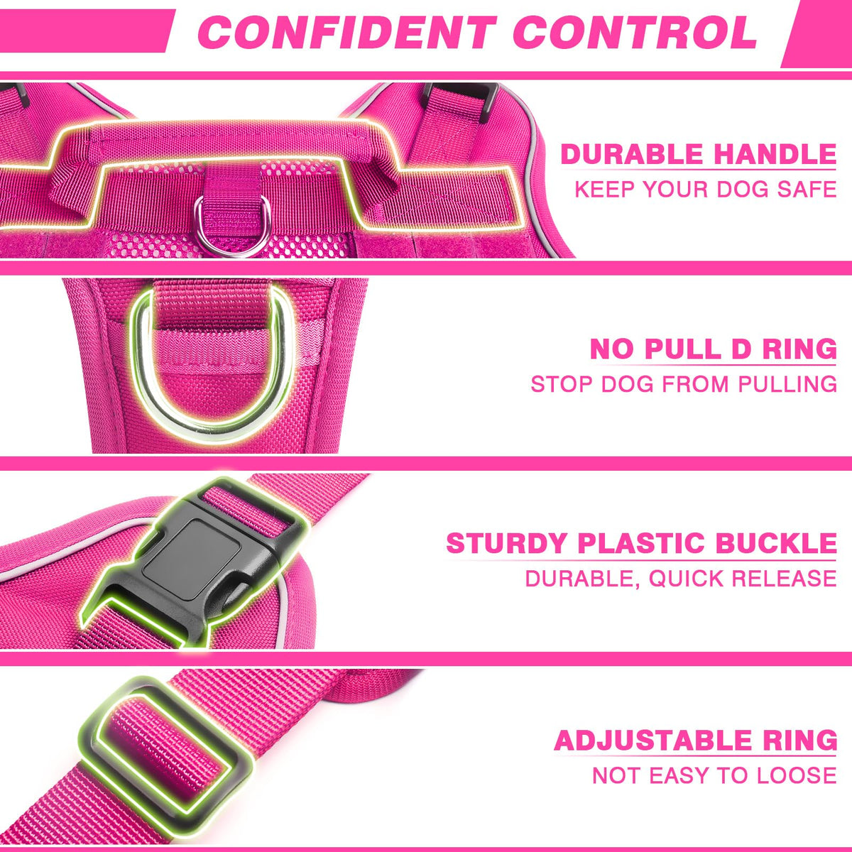 Service Dog in Training Mesh Harness with 10 Removale Pet Patches (Large / Pink)