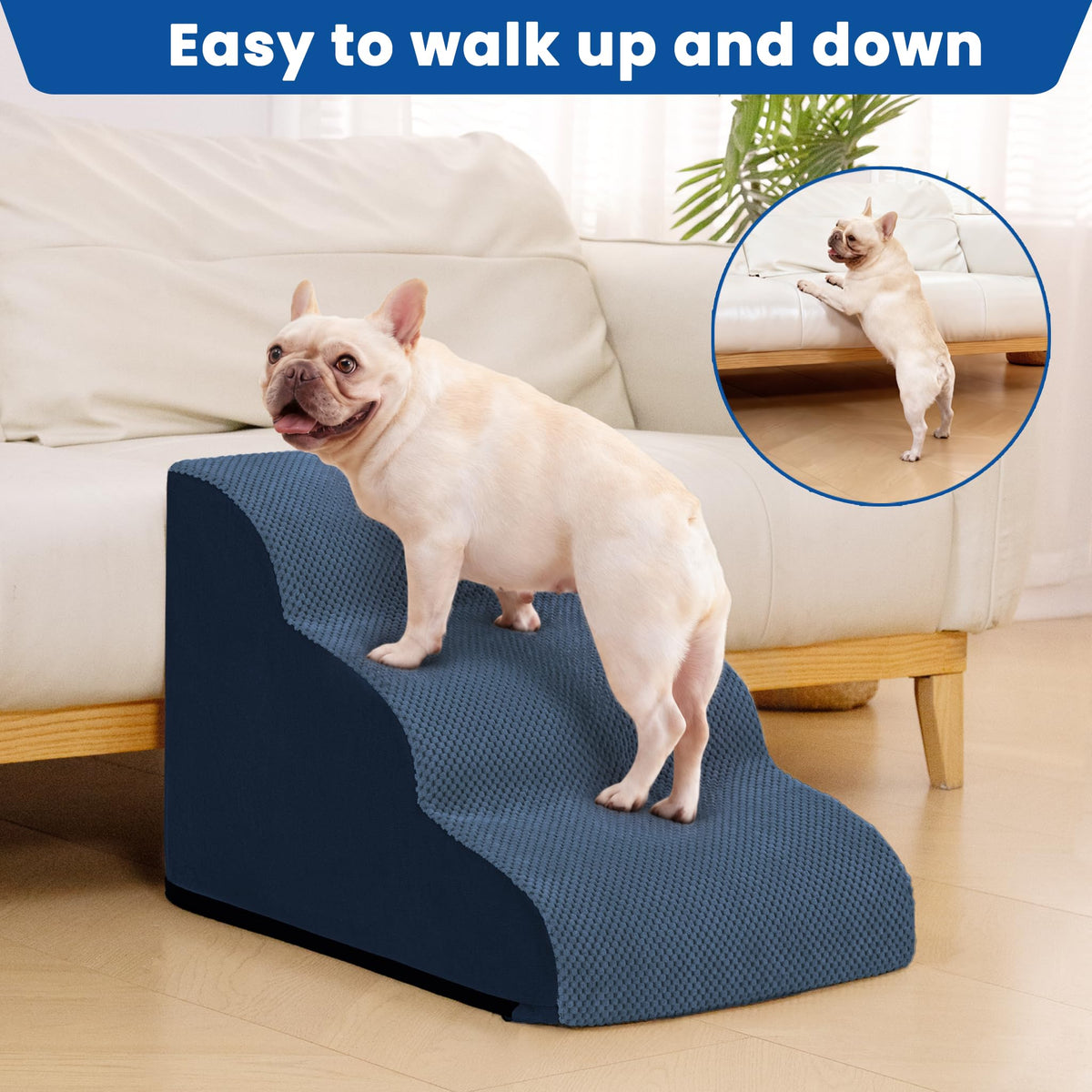 Dog Stairs for Small Dogs & Cats (Blue)