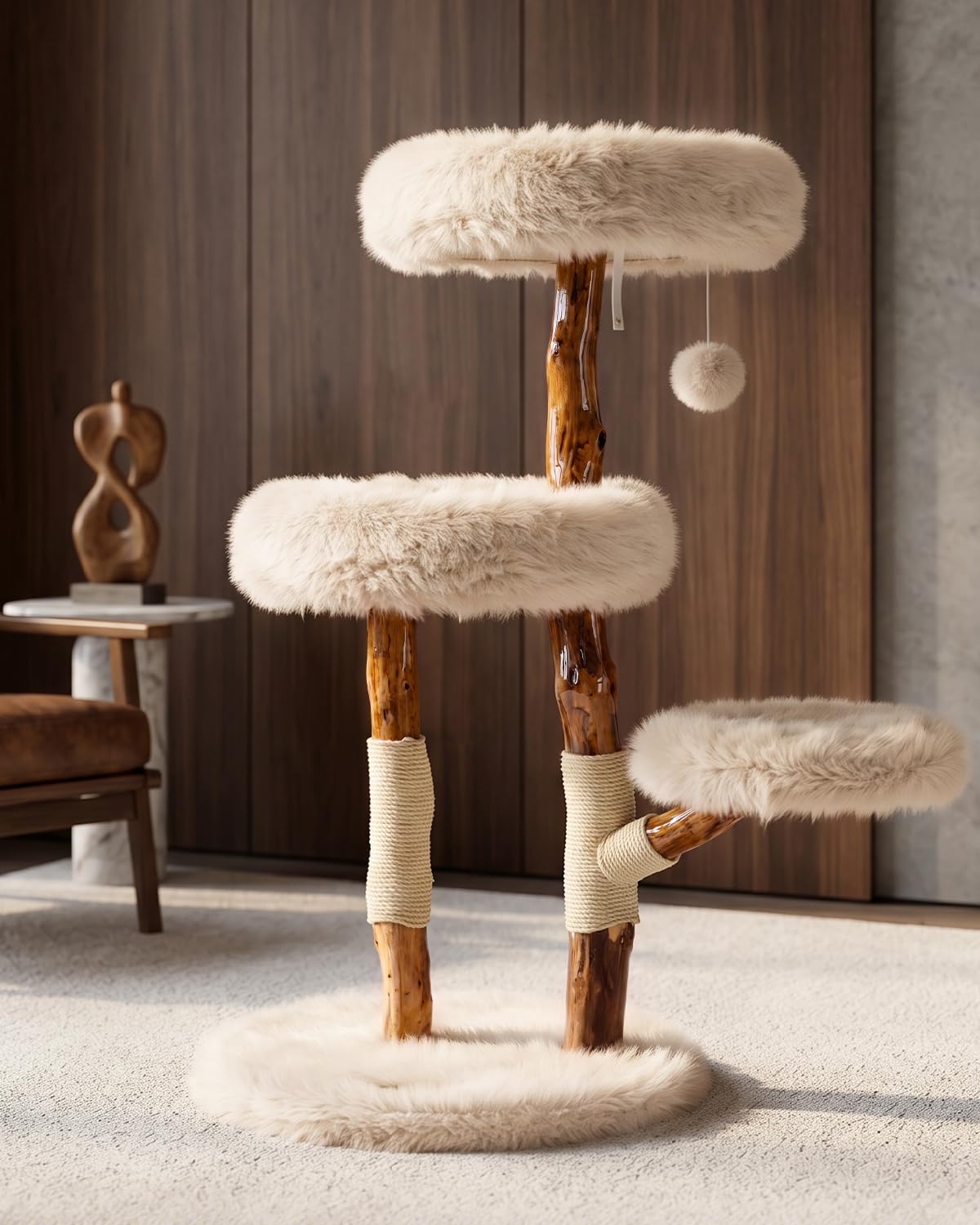 Solid Wood Cat Tree (Beige / Small)