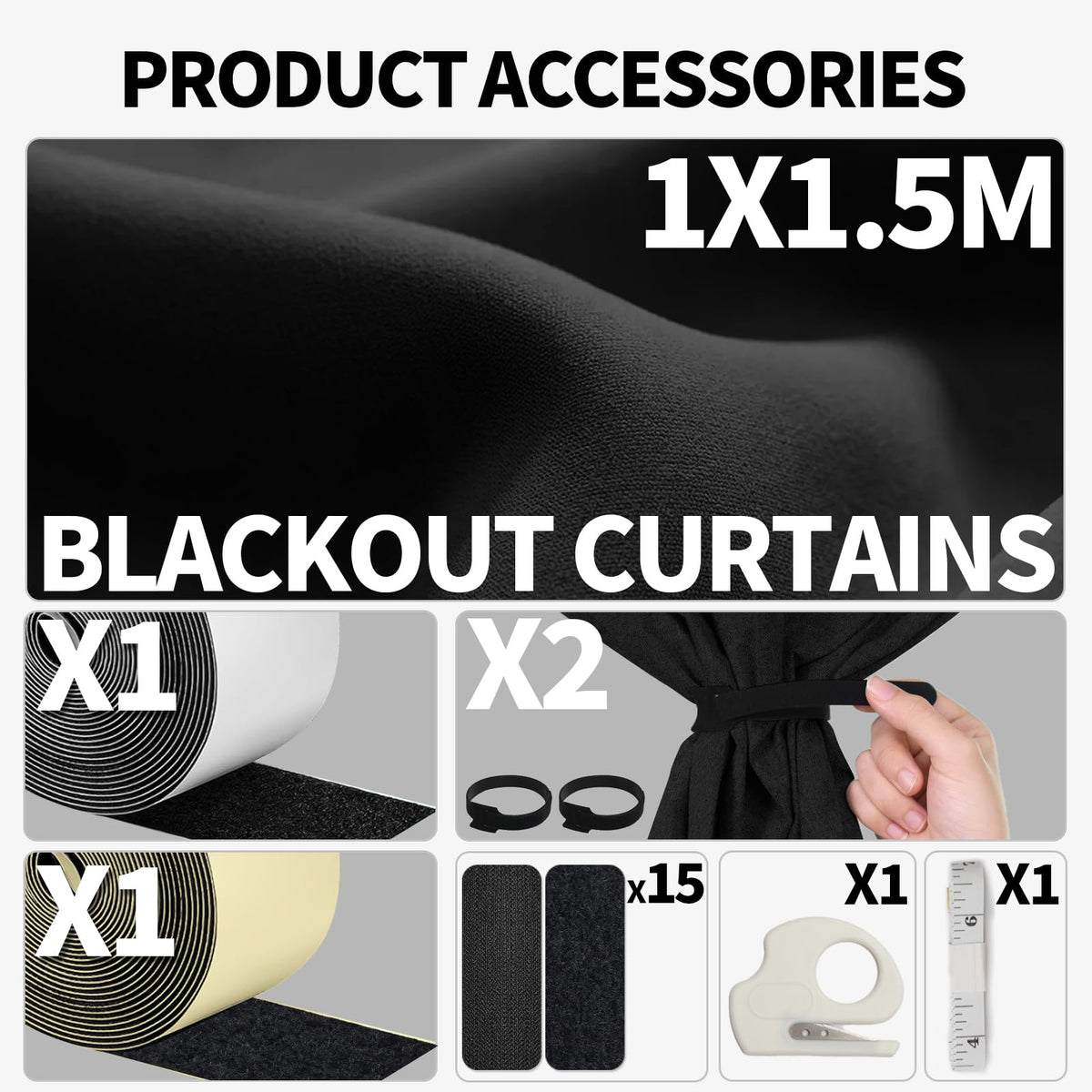 Blackout Window Cover (Black / 57"W x 118"L (Pack of 1))