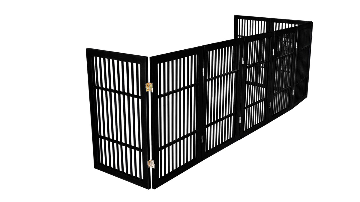 Pet Dog Gate Freestanding (8 Panel 30" Tall / Black Pet Gate)