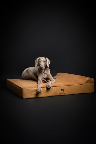XL Dog Bed 45x35x9.1 Inch (Vegan Leather - Camel / X-Large)