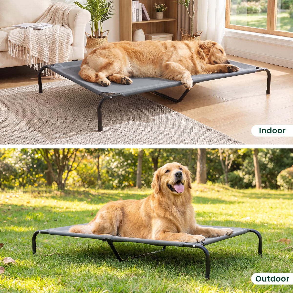 Elevated Cooling Dog Bed for Extra Large Dogs (Grey / 56.5" X 35.5" X 8")