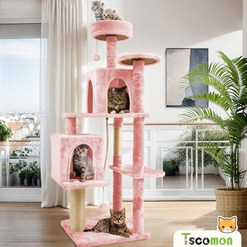 58.5inch Large Cat Tree Tower Condo for Indoor Cats (58.5in / Pink)
