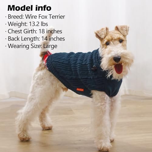 Dog Sweater for Small Medium Dogs Turtleneck Thick Knit Pullover (X-Large (19-27lbs) / 4# Navyblue)