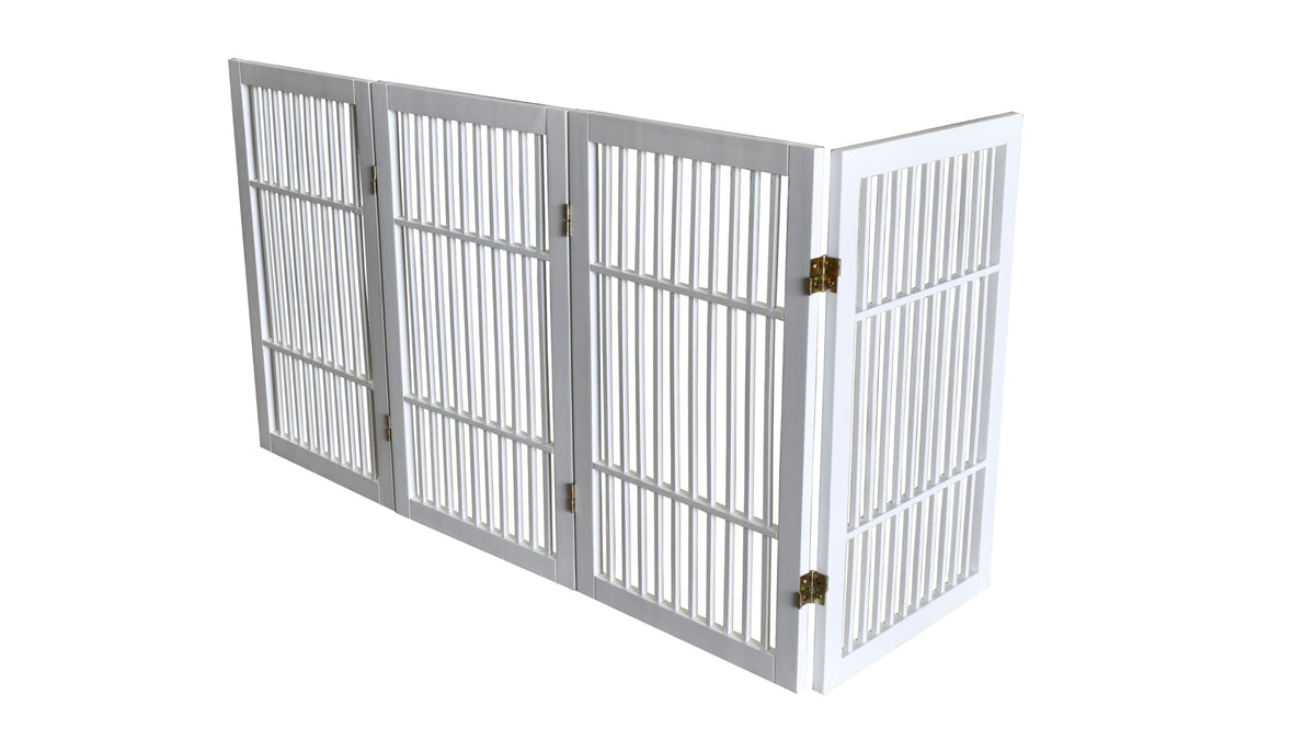 Pet Dog Gate Freestanding (4 Panel 30" Tall / White Pet Gate)
