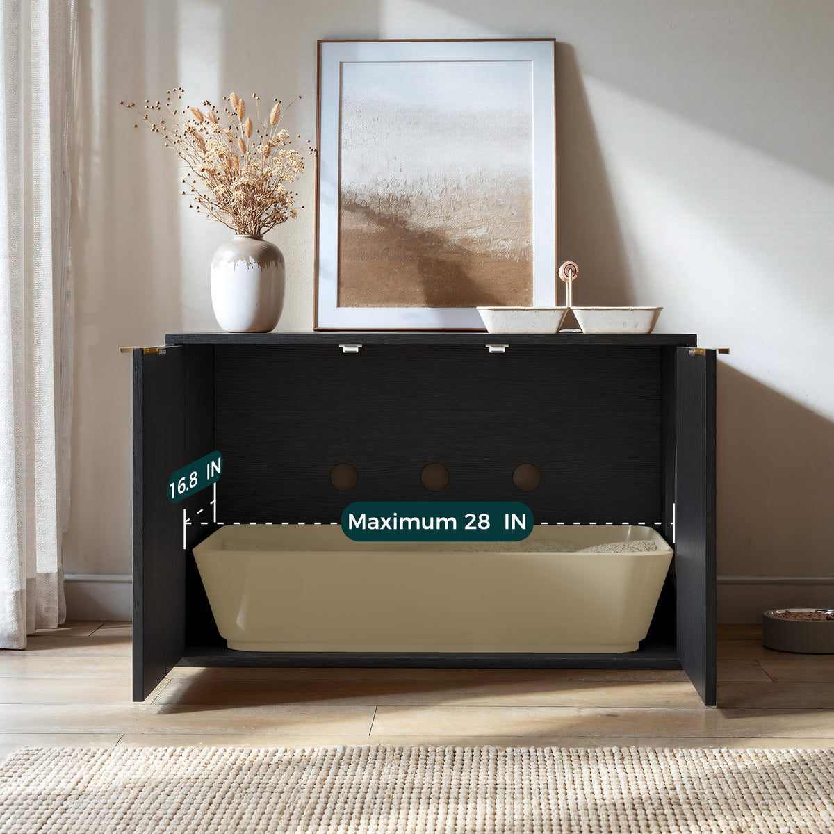 31.5" Cat Litter Box Enclosure Furniture (Black)