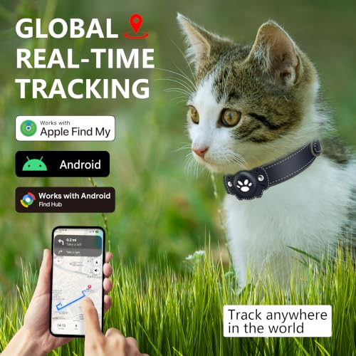 2-in-1 GPS Tracker for Cats: Smart Pet Collar with Real-Time Tracking,No Monthly Fee/Subscription (iOS & Android) Waterproof, Anti-Lost,365-Day Long Battery Life GPS Tracker Cat Collar (Blue) (Blue)