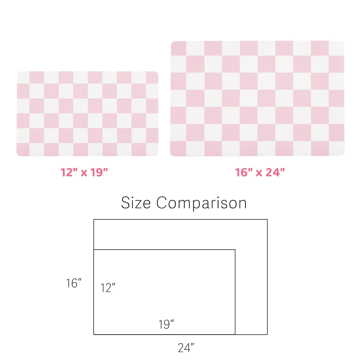 Checkered Dog Feeding Mat (24"L x 16"W / Pink)