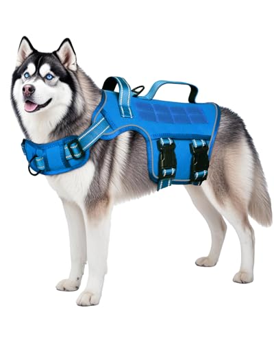 Dog Harness for Large Dogs (Blue / L(Neck:18-24",Chest:25-36"),45-80 lbs)