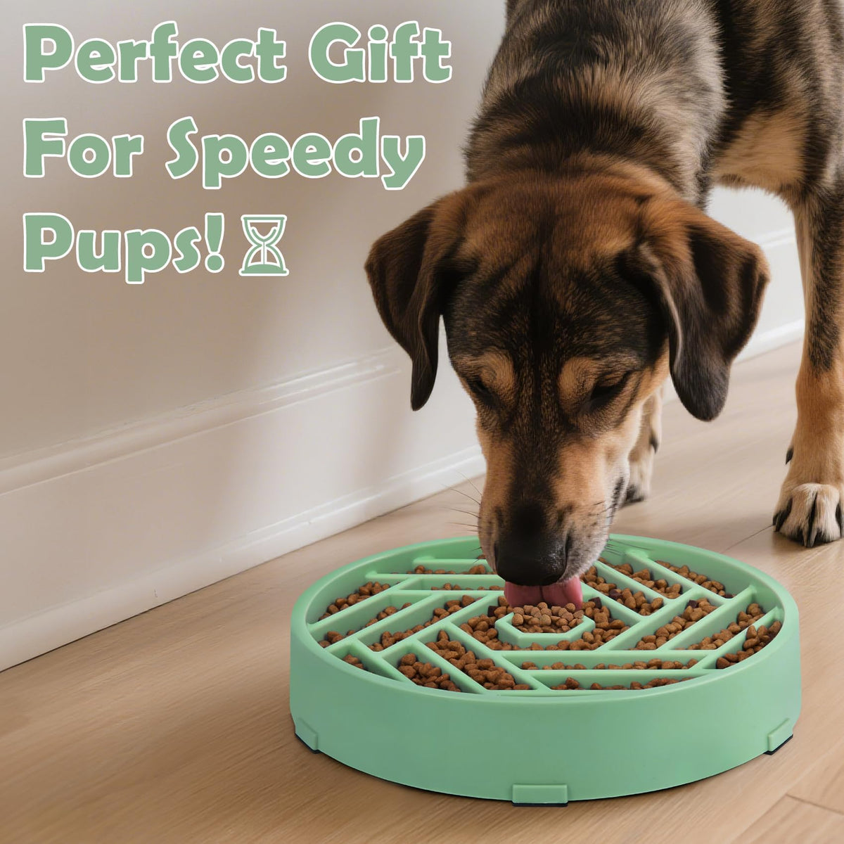Slow Feeder Dog Bowls Large Medium Breed (Bean Green)
